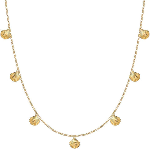 Shell Necklace - Beach Jewelry for Women, Charm Necklace - Gold Necklace for Women, Surfer Accessory, Waterproof, Non Tarnish Gold Necklace, Daint...