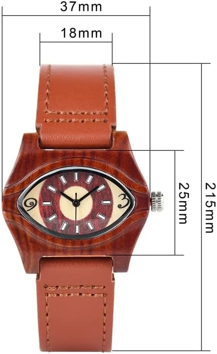 AIMES Womens Wooden Watch with Leather Strap Quartz Analog Red Bamboo Wooden Watches for Women Unique Lightweight Handmade Wood Wrist Watch...