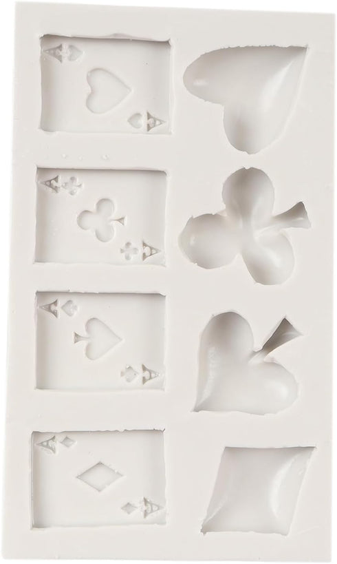 Poker Silicone Molds Playing Cards Hearts Diamonds Spades Clubs Fondant Mold For Cake Decoration Chocolate Candy Cupcake Topper Sugar Craft Gum Pa...