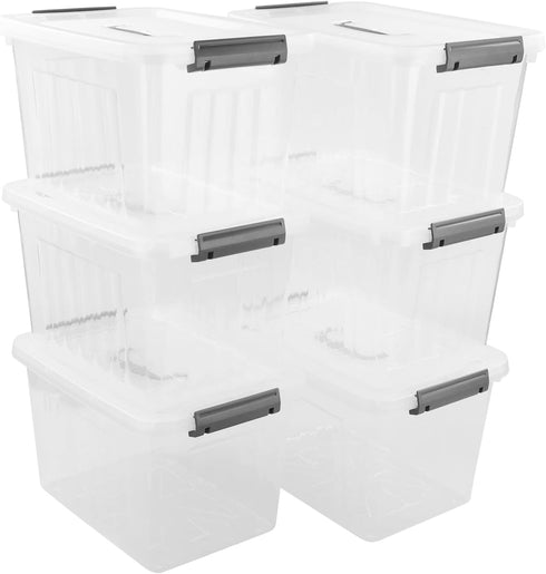 Bringer 6-Pack Clear Plastic Latching Storage Box, Plastic Box, 10 L...