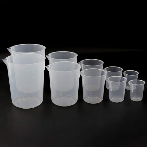 ULAB Scientific Plastic Beaker Set, 5 Sizes 50ml 100ml 250ml 500ml 1000ml, 2pcs for Each Size, Stackable with Spout, Molded Graduation, UBP1007...