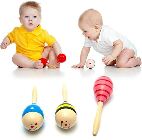 Sansheng 6 PCS Mini Fiesta Wooden Maracas Toys, Wooden Maracas Festival Painting, Wooden Carnival Maracas (Random Colors)...