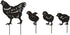 Metal Stake Chicken Decorative Garden Stakes Black Small Chicken Silhouette Garden Statues for Yard Outdoor Lawn Patios Garden Decoration,Set of 4...