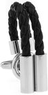 Black Leather Chain Men's French Shirt Unique Wedding Groom Cufflinks...