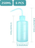 6 Pcs 250 ml/8 oz Tattoo Wash Bottle, Water Squirt Bottle Lab Squeeze Bottles, Lash Water Bottle Squeezer with Narrow Mouth Scale Labels for Medic...