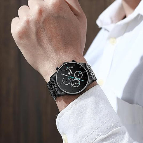 NEKTOM Watches for Men with Stainless Steel, Quartz Analog Watch with Date, Luxury Minimalist Dress Mens Watches, Chronograph Watch, 3ATM Waterpro...