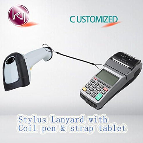 Kang Yuan Black Elastic Tether Lanyards Stylus Pens Coil Strap Tablet/Touchscreen Tether with Top Port, Retractable Coiled Spring (50 pcs)......