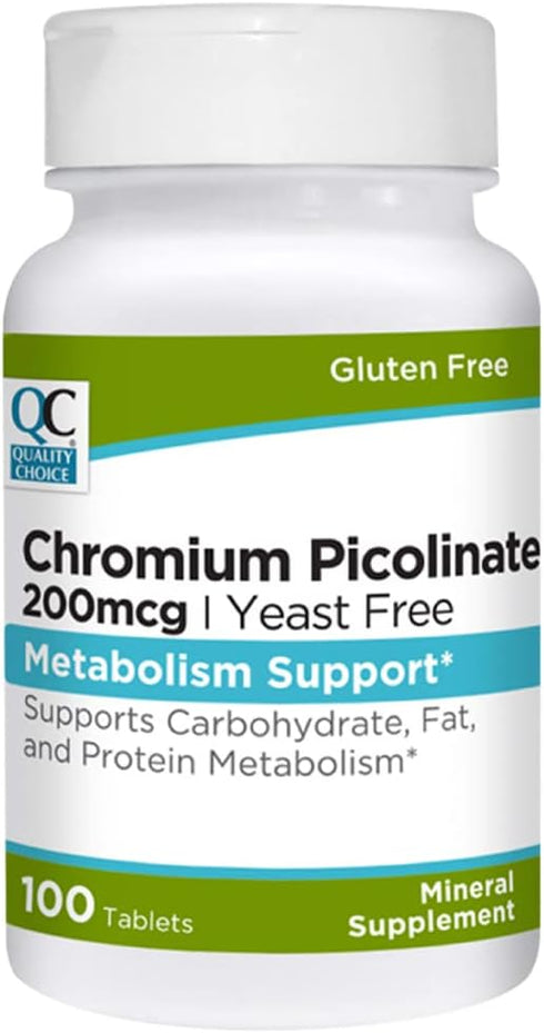 Quality Choice Chromium Picolinate Metabolism Support 200 mcg Tablets 100 Count...