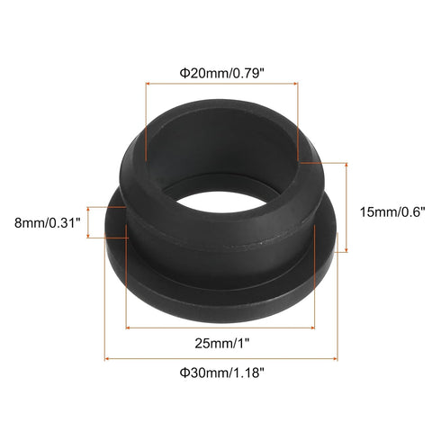 MECCANIXITY 4Pcs Snap Rubber Grommet Hole Plug Mount Dia 25mm ID 20mm H 15mm Seal Anti-Scratch for Electrical Box Cable Pipe Black...
