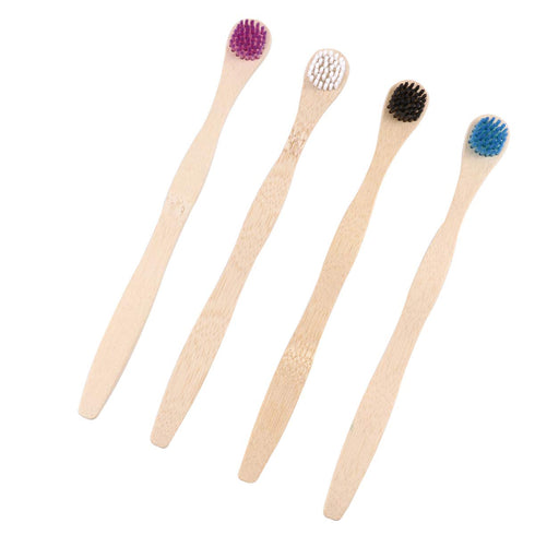 Scraper Bamboo Brush for Adults Toothbrush Oral Deep Cleaning 4pcs (White Blue Black Violet)...