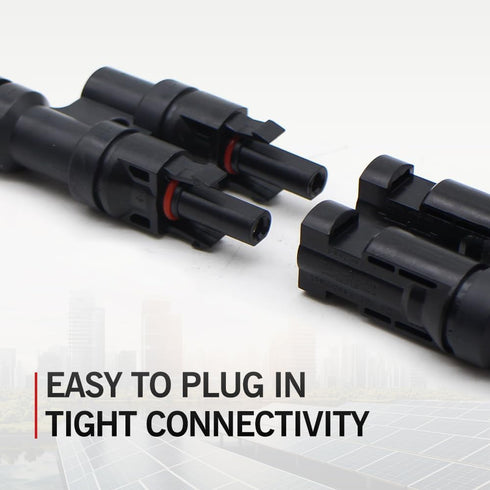 4 PCS Solar Branch Connectors 1500V DC,IP67 Waterproof T Connector for Parallel Connection Between Solar Panels FMM+MFF (2Pairs)...