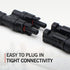 4 PCS Solar Branch Connectors 1500V DC,IP67 Waterproof T Connector for Parallel Connection Between Solar Panels FMM+MFF (2Pairs)...