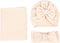 Newborn Swaddle Blanket Headband Hat Set Baby Girl Print Receiving Blanket New Born Hospital Outfit Infant Shower Gift 0-3 Months (Waffle -Beige)...