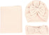 Newborn Swaddle Blanket Headband Hat Set Baby Girl Print Receiving Blanket New Born Hospital Outfit Infant Shower Gift 0-3 Months (Waffle -Beige)...