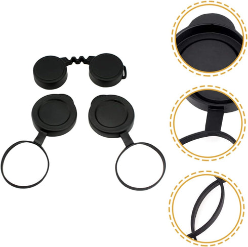 Objective Lens Caps 1 Set Eyepiece Cover Protection Objective Lens Cover Binocular Lens Caps Protective for Binoculars Black Rubber Camera Lens Ac...