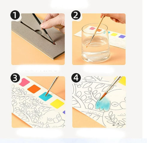 Watercolor Painting Books for Beginners, Wonderful Holiday Style Kids Student DIY Toy Art Supplies, Hours of Painting Fun for Children, Great to K...