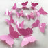 3D Pink Butterfly Wall Stickers 24 pcs Removable Mural Stickers Wall Stickers Decal for Home and Room Decoration Kids Room Bedroom Decor Living Ro...