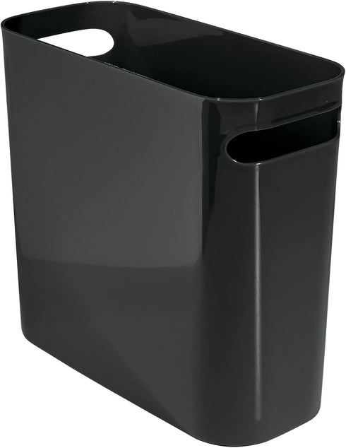 mDesign Plastic Small Trash Can, 1.5 Gallon/5.7-Liter Wastebasket, Narrow Garbage Bin with Handles for Bathroom, Laundry, Home Office - Holds Wast...