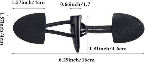 JKJF Pu Leather Sew-On Toggles with Black Resin Horn Button for Coat Cape Jacket Clothing Buttons Replacement Kit 10 Sets Black...