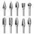 Tungsten Carbide Rotary Burr Set for Dremel, 10PCS Carbide Double Cut Carving Burr Bits with 1/8” Shank Rotary Tool Accessories for Woodworking, E...