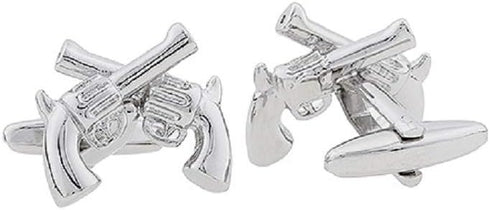 Pistols Handguns Crossed Dueling 6 shooters Gun Pair Cufflinks in a Presentation Gift Box & Polishing Cloth...