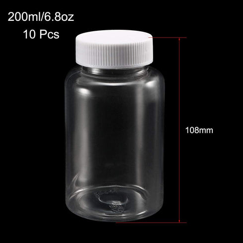 uxcell Plastic Lab Chemical Reagent Bottle 200ml/6.8oz Wide Mouth Sample Sealing Liquid Storage Container 10pcs...