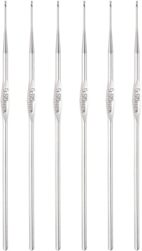 Stainless Steel Crochet Hook 0.6mm Knitting Needles for DIY Craft Yarn 6Pcs......