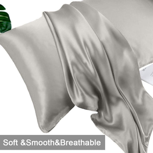 100% Mulberry Silk Pillow Cases Silk Pillowcase for Hair and Skin Both Side Real Silk Pillowcases Hidden Zipper 21 Momme Silk Pillow Covers(Grey, ...