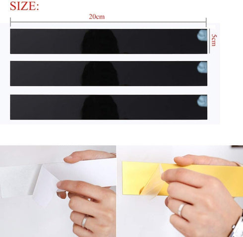 10Pcs Mirror Wall Stickers Striped Design Mirror Art Tile Decal DIY Self Adhesive Wall Line Border Decals Removable Acrylic Mirror Sheets Wall Mur...