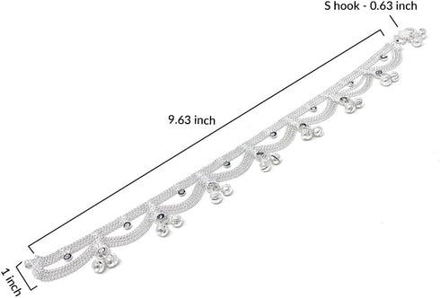 Traditional Indian Jhanjar Silver Bells Anklet Payal Set for Women in White Stones - Dancing Bohemian Beach Party...