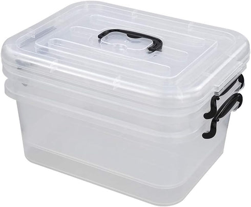8 Liter Plastic Storage Box, 2-Pack Clear Storage Bins with Handles...