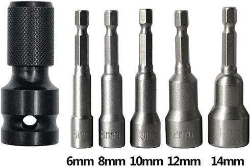 DCA 4PCS 1/2 inch Square Drive to 1/4 inch Hex Female Socket Adapter Converter Chuck Adapter for Impact Air and Electric Wrench...