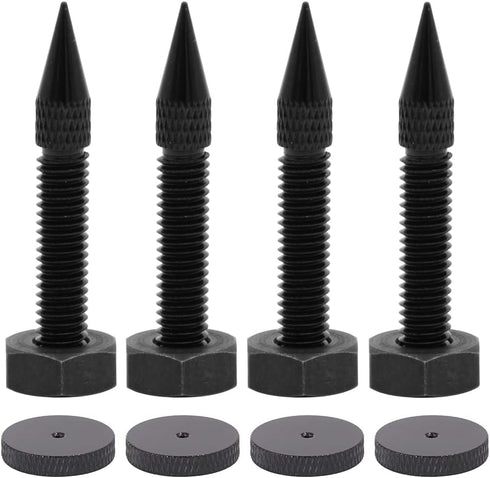 Flushbay 4 Pack Speaker Spikes Floor Protectors Adjustable Speaker Isolation Spikes M6 Black for Subwoofer CD DVD Player Turntable Recorder Chassi...