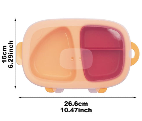 Kids Divided Plate, 3 PCS(Plate with Lid and Inner Dish), Toddler Dishes Tableware, Dishwasher-Safe for Baby Feeding Dinner Plate (Tangerine)...