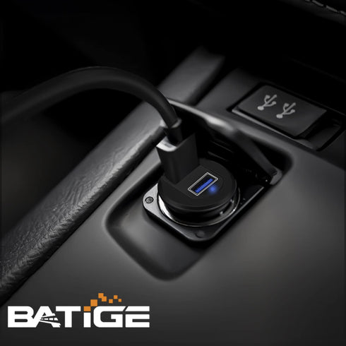 BATIGE Alloy Dual Port USB 3.0 Car Dashboard Flush Mount Cable, Male to Female with LED Indicator Extension Cable for Car Truck Boat Motorcycle Da...