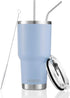 D·S 30oz Blue Tumbler Stainless Steel Double Wall Vacuum Insulated Mug with Straw and Lid, Cleaning Brush for Cold and Hot Beverages...