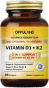 Vitamin D3 + K2 with LIPOSOMAL Technology + 5000iu of Vitamin D3 & 100mcg of Vitamin K2 as MK-7-2 in 1 Support - 90 Softgels...