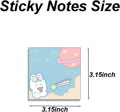 3Pack Cute Rabbit Sticky Notes 90 Sheets Kawaii Notepad Self-Stick Note Pads Sticky Notes for Kids Cute School Office Supplies...