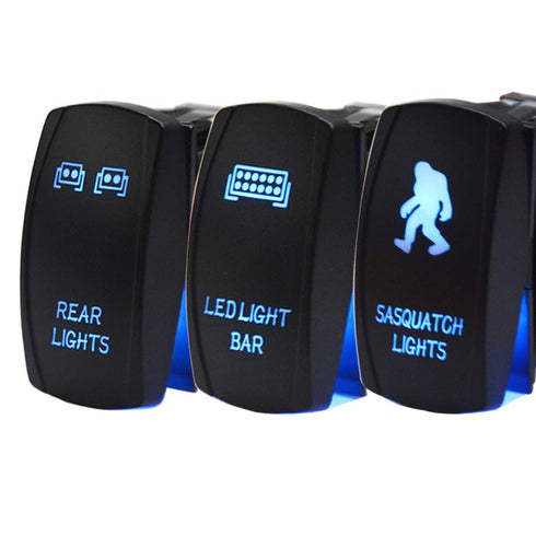 Dasen Rocker Switch 3PCS Laser Sasquatch & Rear & LED Lights Toggle Switch Blue Compatible with ATV UTV SUV...