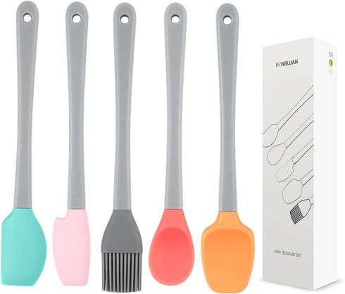 Mini Silicone Spatula Set of 5 - Heat Resistant & Nonstick Rubber Spatulas - Dishwasher Safe Kitchen Utensils for Cooking, Baking, Mixing...