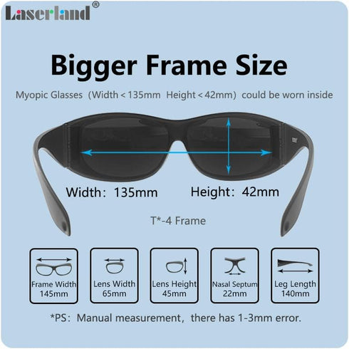 OD6 Laser Safety Glasses UV light Violet Blue for 405nm, 445nm, 450nm,473nm Laser 190nm-490nm TUB-F...