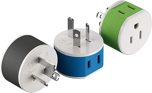 OREI Australia, New Zealand, China Power Plug Adapter with 2 USA Inputs - Travel 3 Pack - Type I (US-16) Safe Grounded Use with Cell Phones, Lapto...