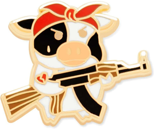 Vegan Cow Pin | Enamel Pin | Lapel Pin | Brooch | Metal Pin | for Jackets, Shirts, Backpacks | Cruelty Free Thug Cow...