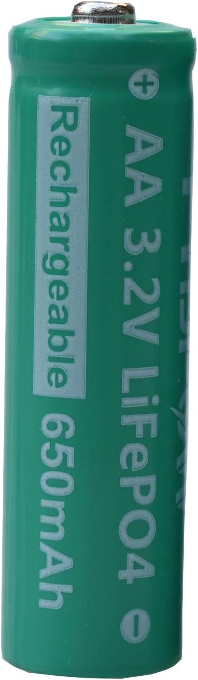 AA 3.2V LiFePo4 650mAh Solar Battery, AA 3.2V Lithium Iron Phosphate Rechargeable Battery for Garden Solar Light- (6-Pack)...