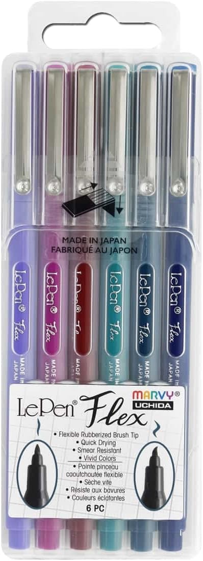 Uchida LePen Porous Point Pen, Magenta, Amethyst, Navy, Burgundy, Teal 6 per Set...