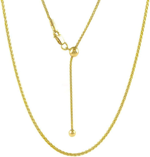 925 Sterling Silver necklace1.4MM Diamond Cut Adjustable Wheat Chain Necklace 24' - Adjustable Fox Tail Spiga silver Necklace in 4 colors...