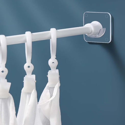 LADYMOON Adhesive Shower Curtain Rod Holder 4 Pack,Transparent Tension Bracket,No Drilling(Not Included Rod)?Only For Rods Less Than 1 Inch in Dia...
