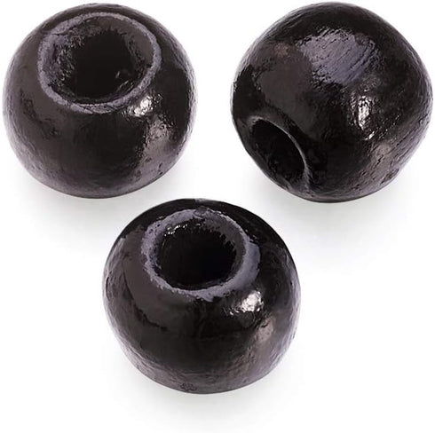 KISSITTY 200Pcs Natural Dyed Black Wooden Ball Spacer Beads 10mm Wood Loose Smooth Beads with 3.5mm Hole for DIY Craft Jewelry Making...