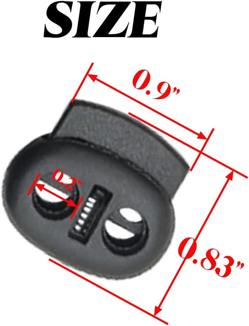 TIHOOD 100PCS Plastic Cord Lock End Toggle Double Hole Spring Stopper Fastener Slider Toggles End...