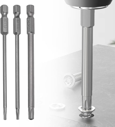 11PCS Torx Head Screwdriver Bit 1/4 inch Hex Shank S2 Steel 100mm Length Magnetic Security Screwdriver Set T6-T40 Star Screwdriver Bits Electric t...